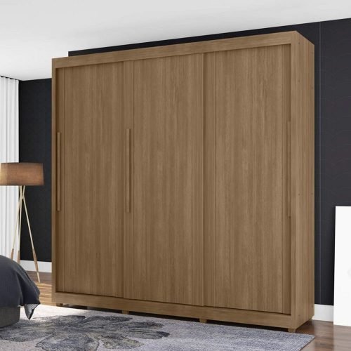 Guarda Roupa Casal 3 Portas Correr Veneto Noce Bronze - Móveis ceu azul