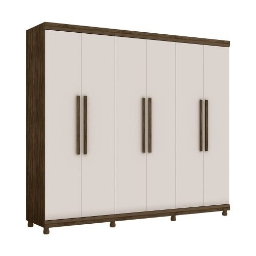 Guarda-Roupa Móveis céu azul Antares 6 Portas 5 Gavetas Com Pés JacarandáOff White